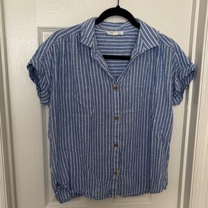 beachlunchlounge Blue and White Striped Casual Shirt